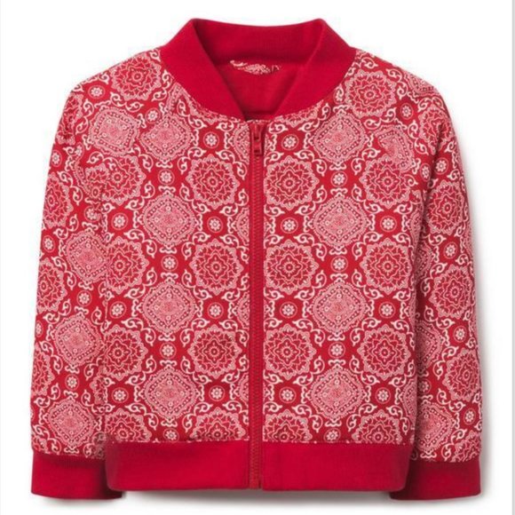 NWT JUNO VALENTINE BY JANIE & JACK CANDY RED BANDANA BOMBER JACKET SZ 6-12 M - Picture 1 of 8